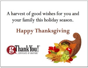 gThankYou! Employee Thanksgiving Gift Enclosure Card - Harvest Cornucopia