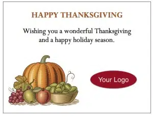 gThankYou Thanksgiving Enclosure Cards - customize with your message and logo!