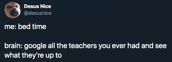 Tweet about finding old teachers