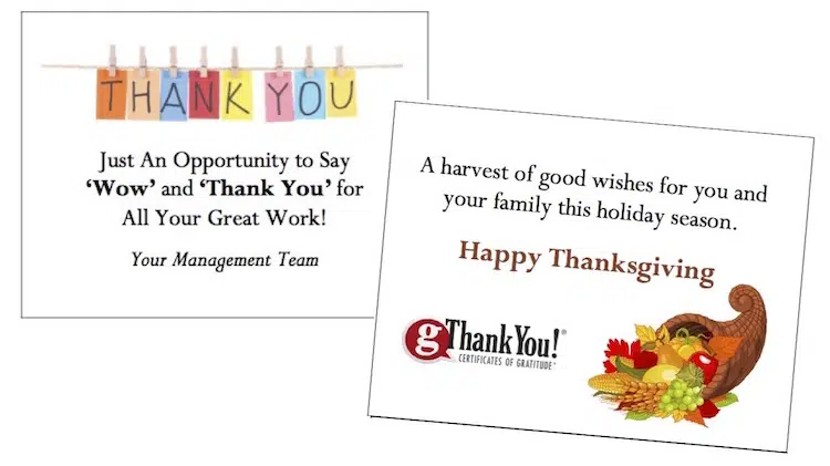 Employee Appreciation Gift Certificates - Free Thank You Cards!