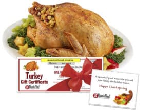 Turkey vouchers by gThankYou are good for any brand whole turkey at major grocery stores in the U.S.