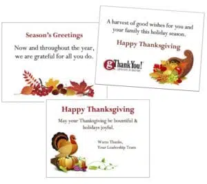 Personalize your gThankYou gift Enclosure Cards with your Thanksgiving message of thanks!