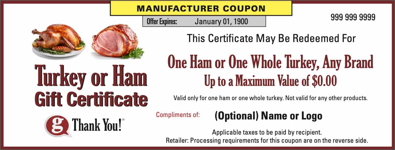 Turkey or Ham Gift Certificates