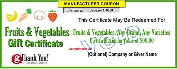 Fruits & Vegetables Gift Certificates