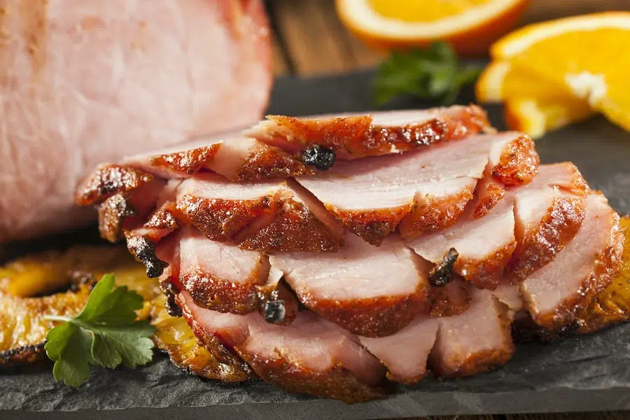 Delicous, juicy sliced ham