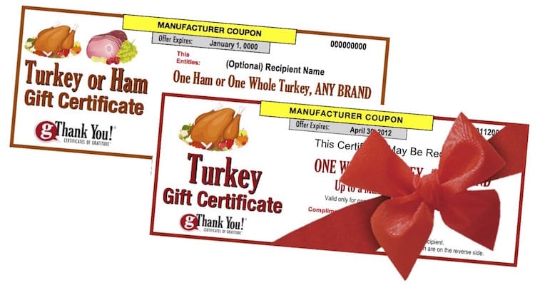 gThankYou Turkey and Turkey OR Ham Gift Certificates