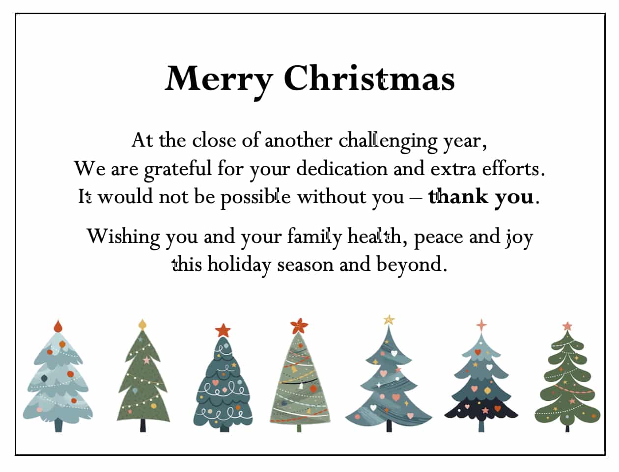  gThankYou Employee Gifts - Christmas Enclosure Card - Christmas Trees