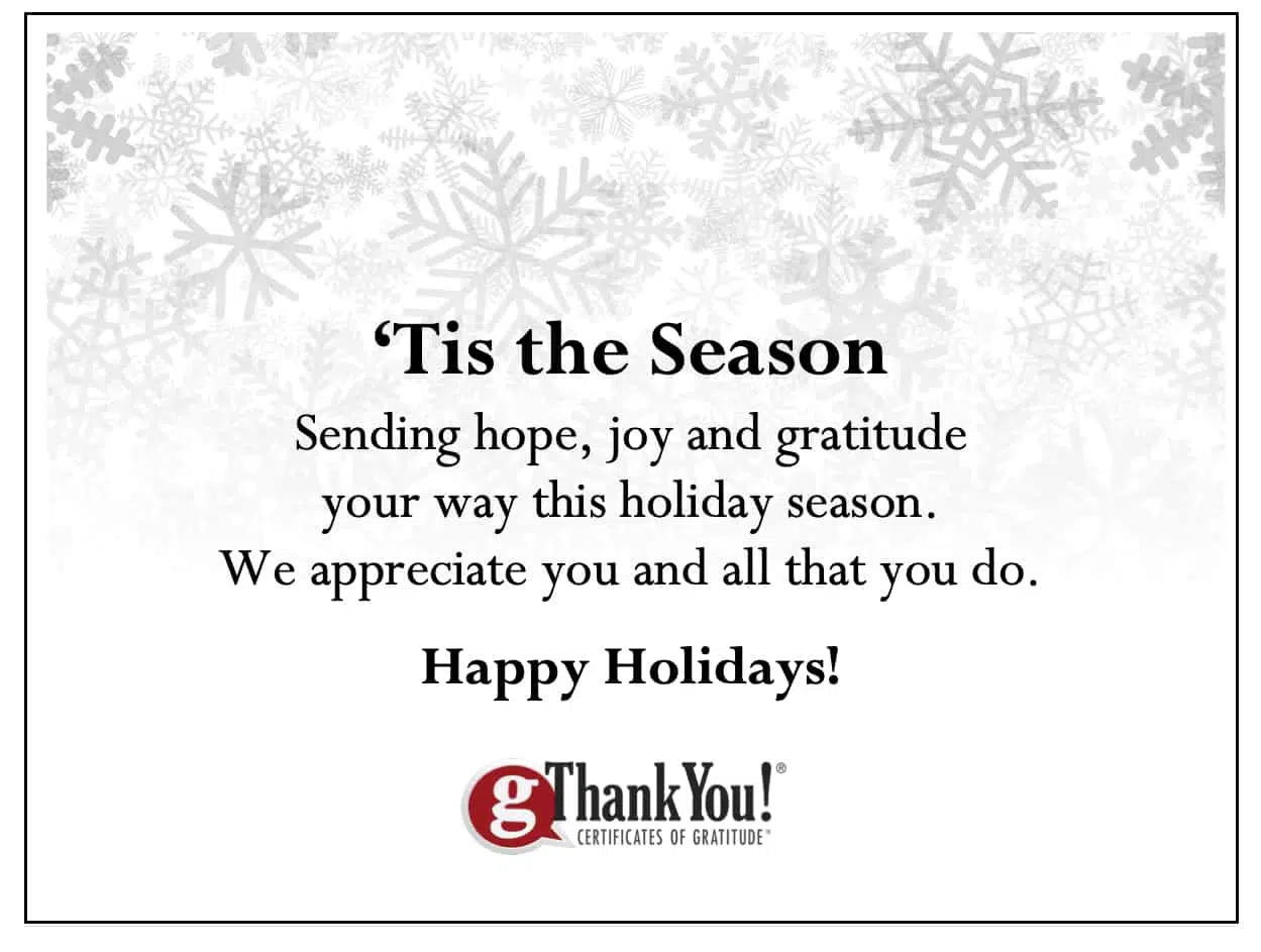  gThankYou Employee Gifts - Christmas Enclosure Card - Falling Snow